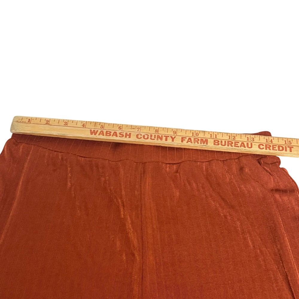 89th + Madison Womens Rust Orange Plisse Wide Leg Pants High Rise NWT Size M - Picture 3 of 7
